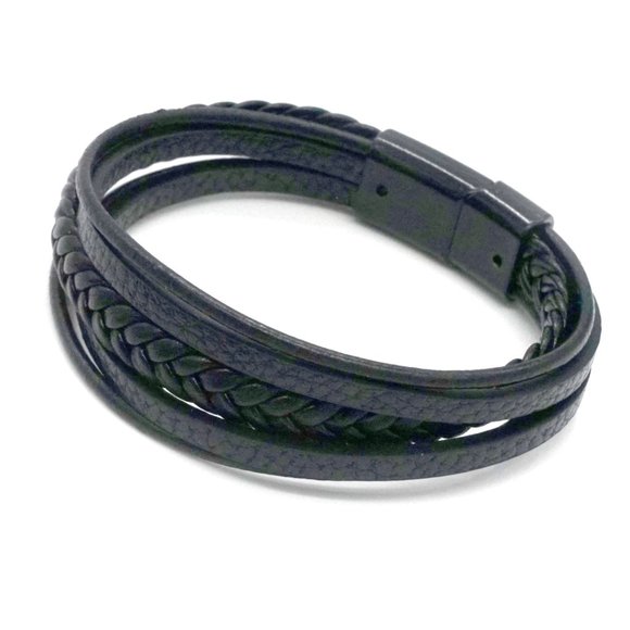 My Bead Emporium Other - Bracelet Mens Black Leather. Magnetic Latch.